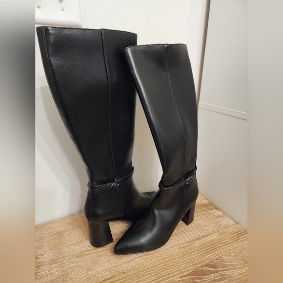 Anne klein brenice womens pointed toe zipper side closure thigh heel size 9.5 - Picture 10 of 12